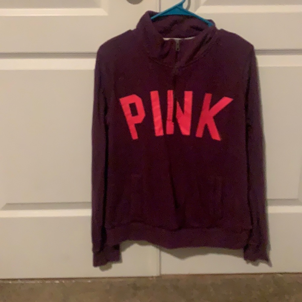 VS Pink quarter zip logo hoodie